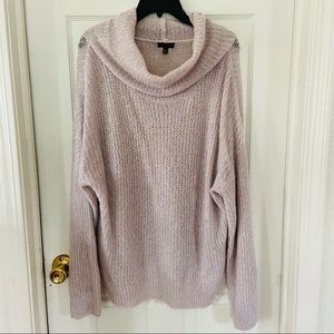 NWOT EXPRESS lavender purple sparkle metallic cowl neck chunky sweater SZ M & L